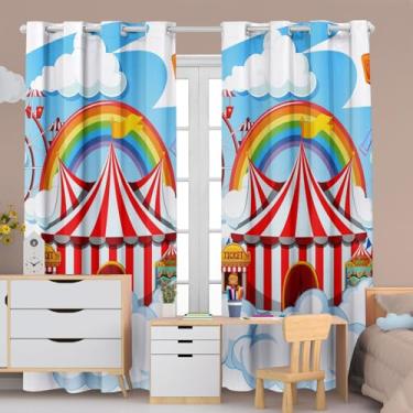Imagem de Cortina Infantil Decorativa, 300x220cm, Poliéster, 2 Folhas, Estampada, para Quarto de Bebê e Criança (CIRCOS)