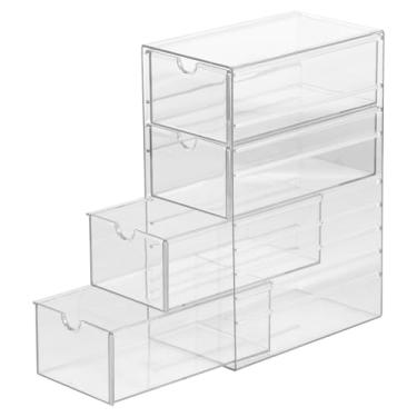 Imagem de Organizador de gavetas de saquinhos de chá de 4 camadas, suporte empilhável de saquinhos de chá, armazenamento de lanche de cápsulas de café para armário de bancada, organizador de armazenamento