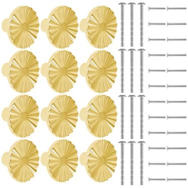 Imagem de UKQRRTC Conjunto de puxadores de gaveta com 3 parafusos de tamanho puxador de cômoda de liga de zinco elegante dourado puxador de gaveta de cozinha puxador de móveis para guarda-roupa gaveta cômoda