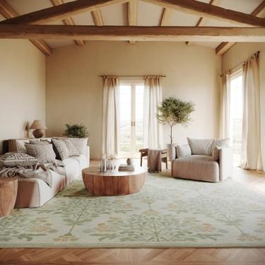 Imagem de Nuloom Loreva Floral & Paisley 2,5 m x 3,5 m lavável à máquina tapete para sala de estar, quarto, sala de jantar, marfim