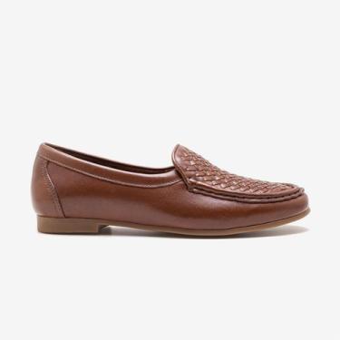 Imagem de Mocassim Feminino Flora Couro Marrom - Democrata, 37