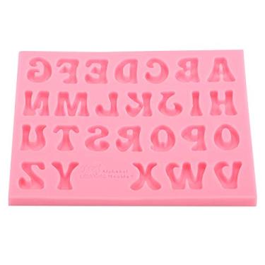 Imagem de Molde de Silicone de Alfabeto, Rosa 26 Letras Ferramenta de Silicone de Grau de Alimento Diy, Crie Marcadores Com Buraco, Flexível e Durável, Fácil de Usar, Aplicação Ampla, Trabalho Fino,