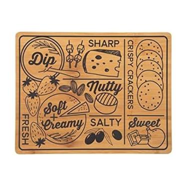 Imagem de Farberware Tábua de charcutaria com alças embutidas, tábua de corte reversível de cozinha para entretenimento e preparação de refeições, tábua decorativa de madeira para queijo, 28 x 35 cm, bambu