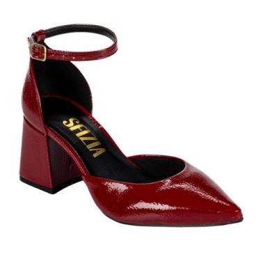Imagem de Sapato Scarpin Frente e Trazeiro Alice Verniz Show Vinho - Sfizia, 36,