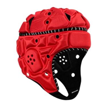 Imagem de Dynwave Capacete de Rugby Adulto Ajustável Scrum Cap Anti Colisão Boné Esportivo para Futebol Americano Arremessador Goleiro Chapéu Treinamento, Vermelho