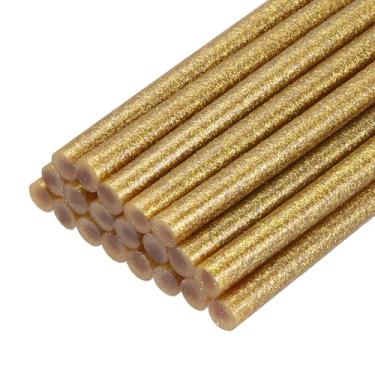 Imagem de PATIKIL Bastões de cola quente para pistola de cola, 20 peças de adesivos coloridos de derretimento a quente para projetos de artesanato DIY, decoração de arte, reparos domésticos, amarelo dourado (20