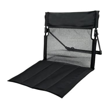 Imagem de YIJU Cadeira de acampamento com encosto, assento de chão com bolsa de transporte, cadeira de descanso dobrável para parque, trekking, mochila, banho de, Preto