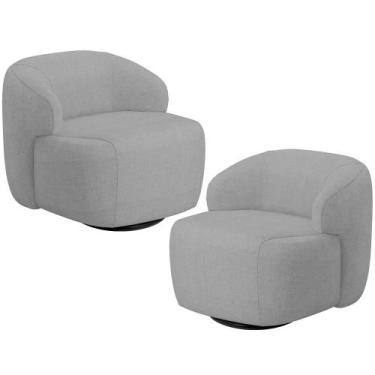 Imagem de Kit 02 Poltronas Decorativa Orgânica Giratória Para Sala Living Barolo