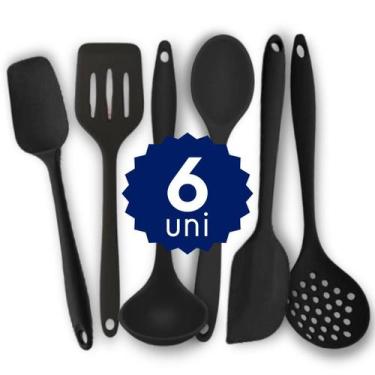 Imagem de Kit Completo Silicone 10 pçs Espátula Colher Concha Escumadeira Cozinh