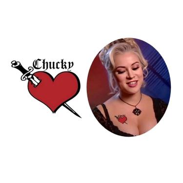 Imagem de Tatuagem Temporária Cravada Coração Chucky Noiva