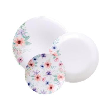 Imagem de Jogo Pratos Tramontina Floratta Porcelana Decorada 12 Peças