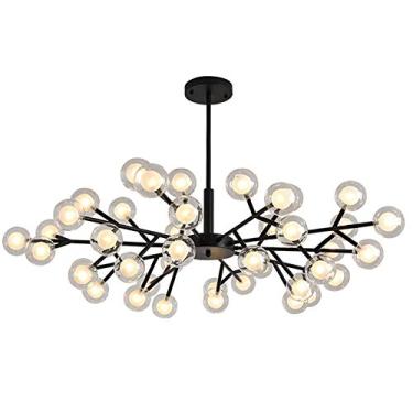 Imagem de Luminária de teto de ferro industrial, lustre moderno com lâmpadas e cúpula de vidro globo incluída para quarto, sala de estar, lustre Sputnik, lustre de arte de ferro G4 Northern Europe - p