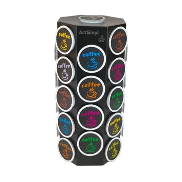 Imagem de ActSimpl Porta-copos compacto K, carrossel de cápsulas de café, organizador de armazenamento de copos K, capacidade para 36 + 1 cápsulas, design simples, sem necessidade de montagem