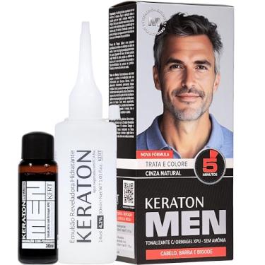 Imagem de Keraton Coloração Semi-Permanente Em Creme Para Cabelos Sem Amônia Com Cistina Para Cabelos Masculino Com Ormagel Xpu® Men 30Ml Cinza Natural