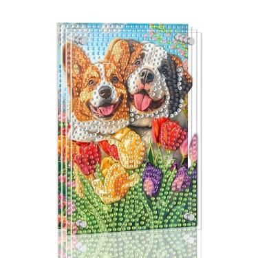 Imagem de Ginfonr Kit de pintura de arte de diamante DIY Acrylayers para adultos, cães, pintura magnética de 4 camadas, decoração de mesa em pé com efeito de profundidade dinâmica, presente de artesanato para