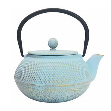 Imagem de Bule de chá pequeno de ferro fundido de 890 ml, chaleira para fogão, revestida com interior esmaltado, tesubin japonês, bule de chá com infusor de aço inoxidável para chá solto (900 ml)