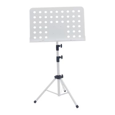 Imagem de menolana Suporte para partituras, altura ajustável, portátil, antiderrapante, configuração simples, suporte para livros de música, dobrável para banda, violão, Branco