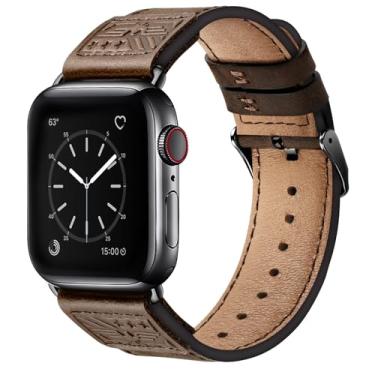 Imagem de SUNFWR Pulseiras de couro compatíveis com Apple Watch Ultra 2, Ultra, SE2, SE, séries 10, 9, 8, 7, 6, 5, 4, 3, 2 e 1 de 41 mm, 40 mm, 38 mm e 42 mm (série 10)