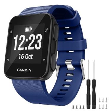 Imagem de TopPerfekt Pulseira Compatível Com Garmin Forerunner 35, De Substituição Silicone Macio Para Relógio Inteligente Adequada Pulsos 5,11 A 9,05" (130 230 Mm) (Azul-Marinho)