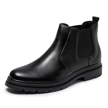 Imagem de OKKO Bota masculina Chelsea de couro legítimo, clássica, elegante, casual, sem cadarço, para homens, Preta (002), 43