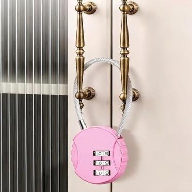 Imagem de Fechadura de cabo combinada, mini cadeado de 3 dígitos com fio de aço flexível, trava de segurança portátil para armário de academia, mochila, capacete, cesta de bicicleta e mala