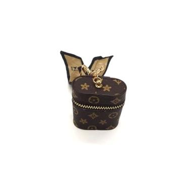 Imagem de Bolsa de moedas com chaveiro – Bolsa feminina de armazenamento de chaves, cartões e moedas, bolsa pequena para fone de ouvido com pingente, mini porta-chaves, Marrom, Simplicidade