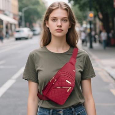 Imagem de Mochilas transversais com tiracolo, mochila de ombro antifurto, bolsas de peito de motocicleta, bolsa de mão única com alça, Vermelho, F, Casual