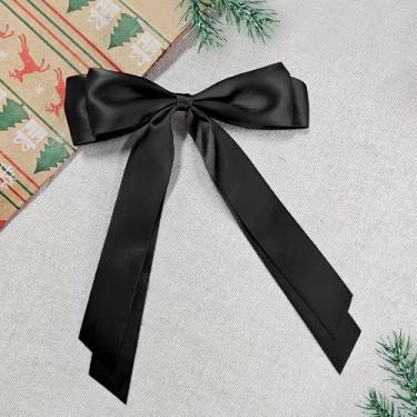 Imagem de Laços de cabelo de cetim sedoso, prendedor de cabelo, fita de cabelo, acessórios para rabos de cavalo, clipes de metal, laços de cabelo para mulheres e meninas