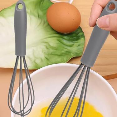 Imagem de Batedor de silicone, fio de aço inoxidável, resistente ao calor, antiaderente, utensílio de cozinha, ferramenta de bater para misturar (cinza)