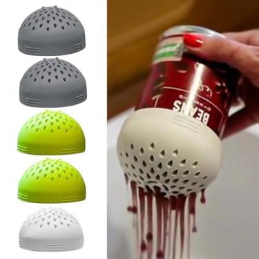 Imagem de 5 peças de coador de lata de silicone para cozinha, tampa de filtro de alimentos de encaixe para feijão enlatado, legumes, atum, tampa compacta sem BPA para drenagem rápida e enxágue