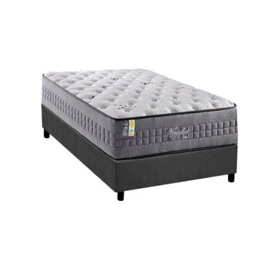 Imagem de Cama Box Solteiro: Colchão Molas Ensacadas D Angelis Versalhes + Base Crc Suede Gray (96x203)