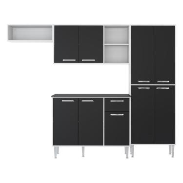 Imagem de Armário De Cozinha Compacta Xangai Multimóveis V2840 Branco/Preto Branco/Preto