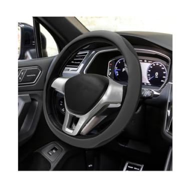 Imagem de MTRPS Capa de volante de carro, envoltório de roda de couro respirável de seda gelo com forro antiderrapante, protetor elástico resistente a arranhões adequado para volantes de 35 a 38 cm (cinza)