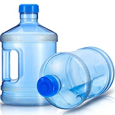 Imagem de Hoolerry Garrafa de água de 2 peças, jarro de água de plástico redondo de 1 galão com alça, garrafa reutilizável à prova de vazamento para academia, esportes, escritório, uso diário de líquidos frios,