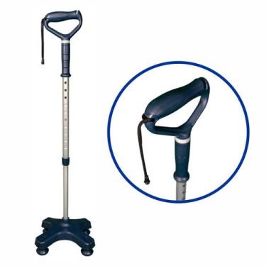 Imagem de Bengala 4 Pontas Apoio Regulável Alumínio Azul Escuro Mercur Antiderra