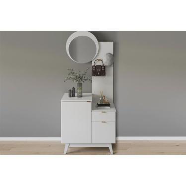 Imagem de Aparador De Sala Jantar C- Pés Ap2311 C- 2 Portas 1 Gaveta E Espelho Branco - Tecno Mobili