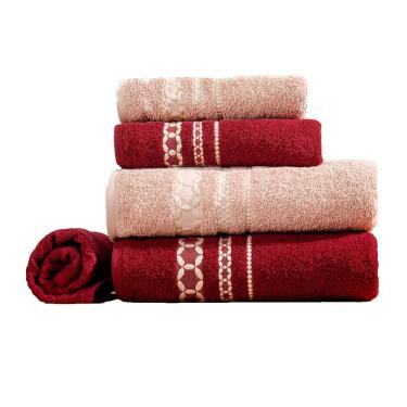 Imagem de Kit De Toalhas De Banho 5 Peças 420g-m² Malbec-castor Romance Sonhare Prata