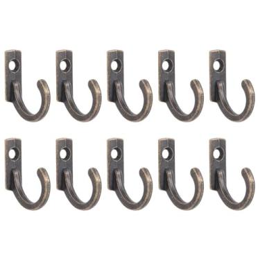 Imagem de 10 peças bolsa de chapéu, organizador de roupas, toalha, prateleira, cabide de parede, porta, metal, ganchos antigos, gancho de pino único (Bronze)