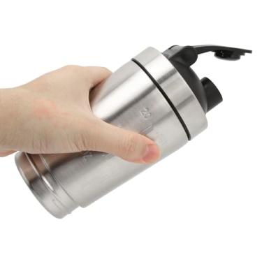 Imagem de Coqueteleira de proteína portátil de aço inoxidável com balança, copo de mistura de seção dupla para entusiastas de academia e adolescentes