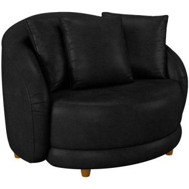 Imagem de Poltrona Decorativa Base Fixa Pés Madeira Witta M03 material sintético