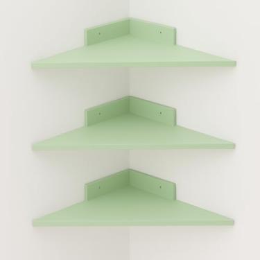 Imagem de Prateleira de Canto, Trio Canto em Mdf Trio Cantoneira 3 Unidades, 35cm X 35cm(Verde)