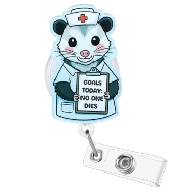 Imagem de Goals Today: No One Dies Ogambá Engraçado Carretel de Crachá Enfermeira, Bonito Retrátil ID Trabalho Médico, crachá Buddy para RN MA PCA CNS Critical Care Nurse ED CCM Onc NICU ICU Estudante Médico