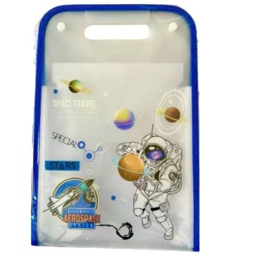 Imagem de Pasta Arquivo Organizador Sanfonada A4 Porta Documento Liso Astronauta Infantil (Marinho Astronauta)