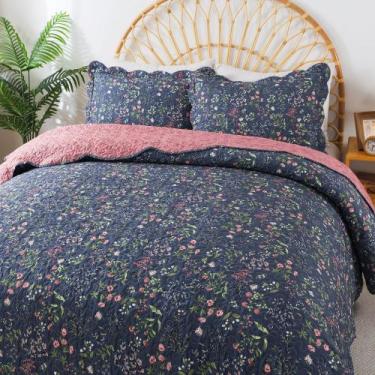 Imagem de Conjunto de roupa de cama Queen HoneiLife Floral Microfiber 229x244 cm