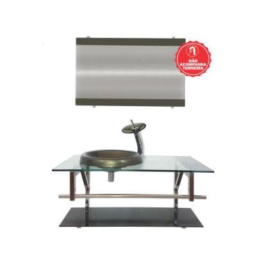 Imagem de Gabinete de Vidro 90cm para Banheiro Áustria - EKASA, Ouro Envelhecido