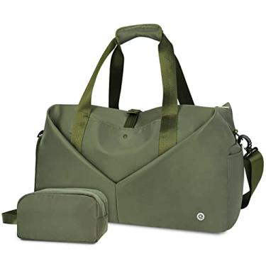 Imagem de Ceneda Bolsa de ginástica feminina de 50,8 cm com bolso molhado e compartimento para sapatos, bolsa leve à prova d'água para viagem, ioga, pernoite, Verde, 20*11*9", Bolsa de ginástica