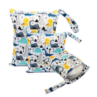 Imagem de Asenappy 3 bolsas de tecido impermeáveis e secas, reutilizáveis, com dois bolsos com zíper, viagem, praia, piscina, creche, itens sujos para bebês, ioga, academia, roupas de banho ou roupas molhadas