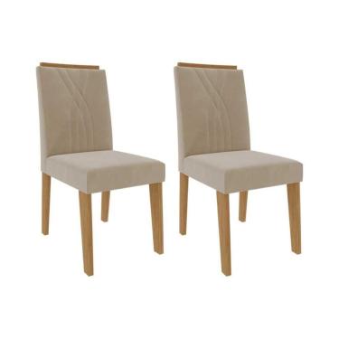 Imagem de Kit 2 Cadeiras Sala Jantar Nicole 2 Un Savana-nature-suede Nude Bege - Cimol