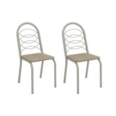 Imagem de Kit 2 Cadeiras De Cozinha Holanda 2c009nk Aço 2 Un Niquel-linho Bege Fendi - Kappesberg