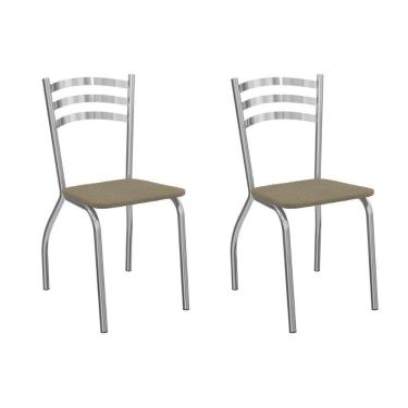 Imagem de Kit 2 Cadeiras Sala Jantar Portugal 2c007cr Aço 2 Un Cromado-boucle Bege Fendi - Kappesberg